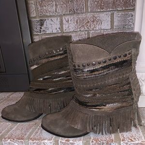 Naught Monkey Poncho Fringe Booties
